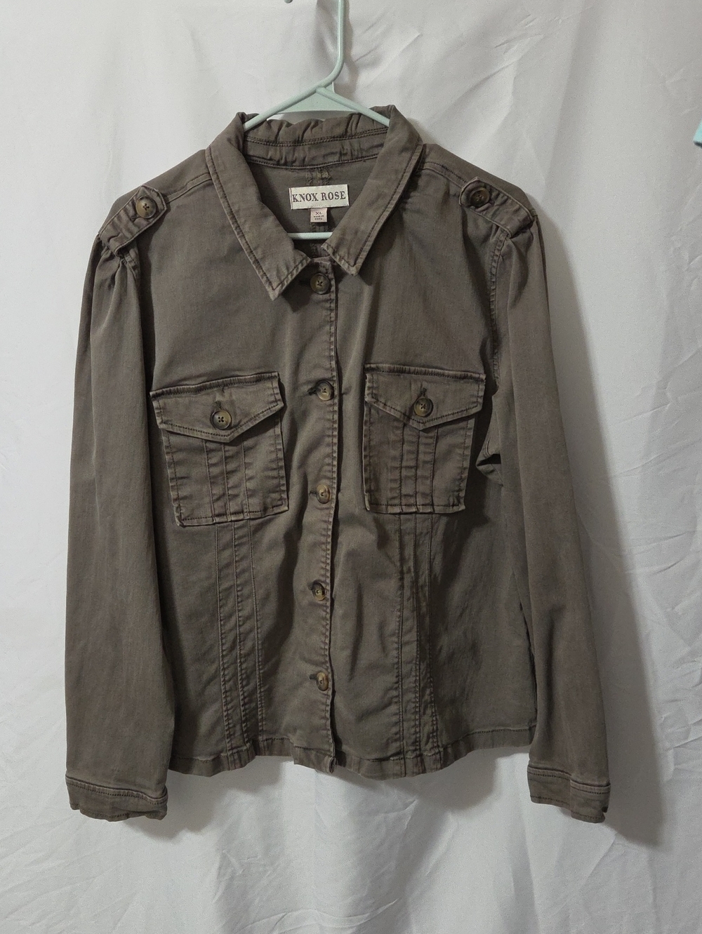 Knox Rose Olive Green Utility Jacket w/Button Flap Pockets, Size XL, Like New